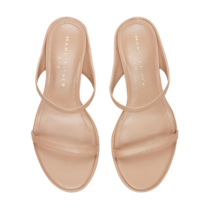 Alonde Leather Heeled Slide Sandal - Medium Natural Leather | Marc Fisher