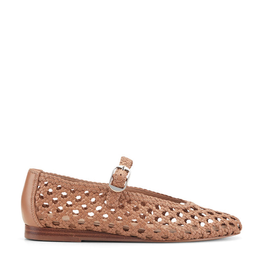 Evonna Woven Leather Mary Jane Ballet Flat - Natural Leather | Marc Fisher