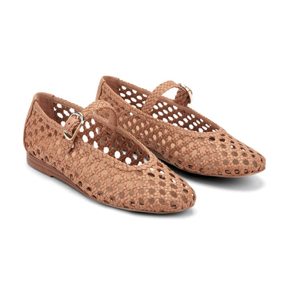 Evonna Woven Leather Mary Jane Ballet Flat - Natural Leather | Marc Fisher
