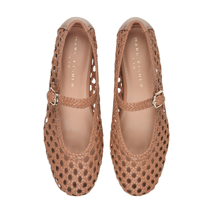 Evonna Woven Leather Mary Jane Ballet Flat - Natural Leather | Marc Fisher