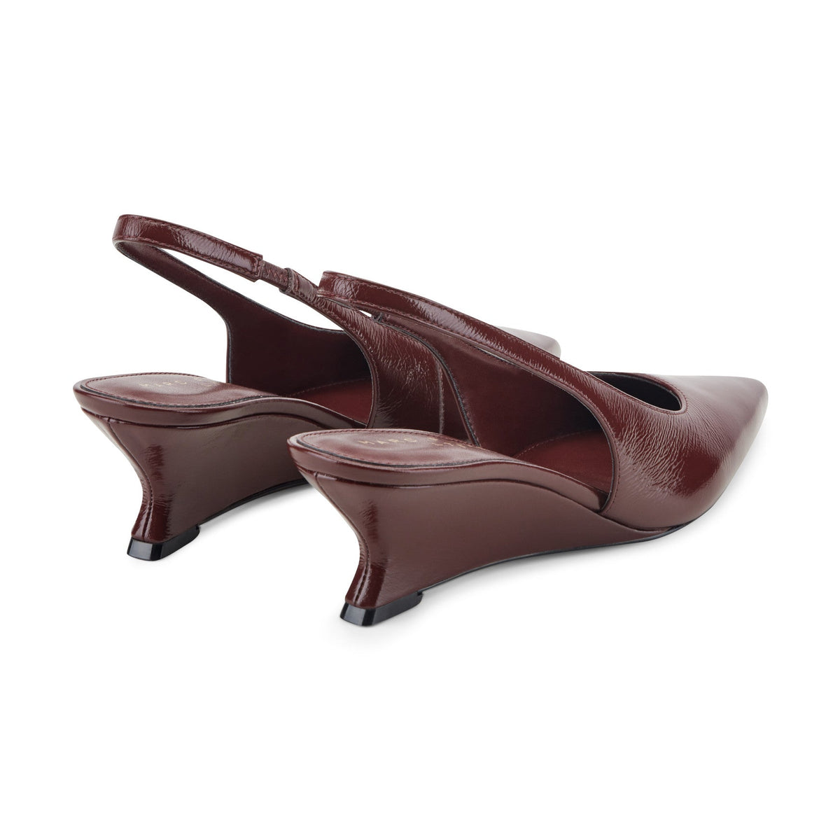 Taten Leather Wedge Slingback Pump - Dark Red Patent Leather | Marc Fisher