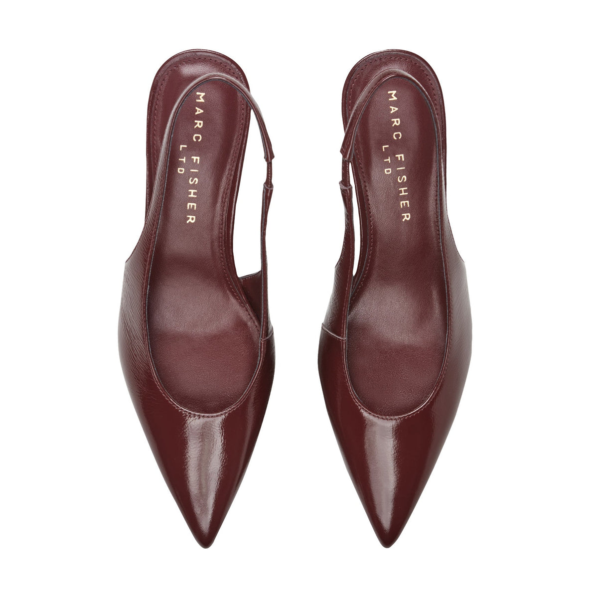 Taten Leather Wedge Slingback Pump - Dark Red Patent Leather | Marc Fisher