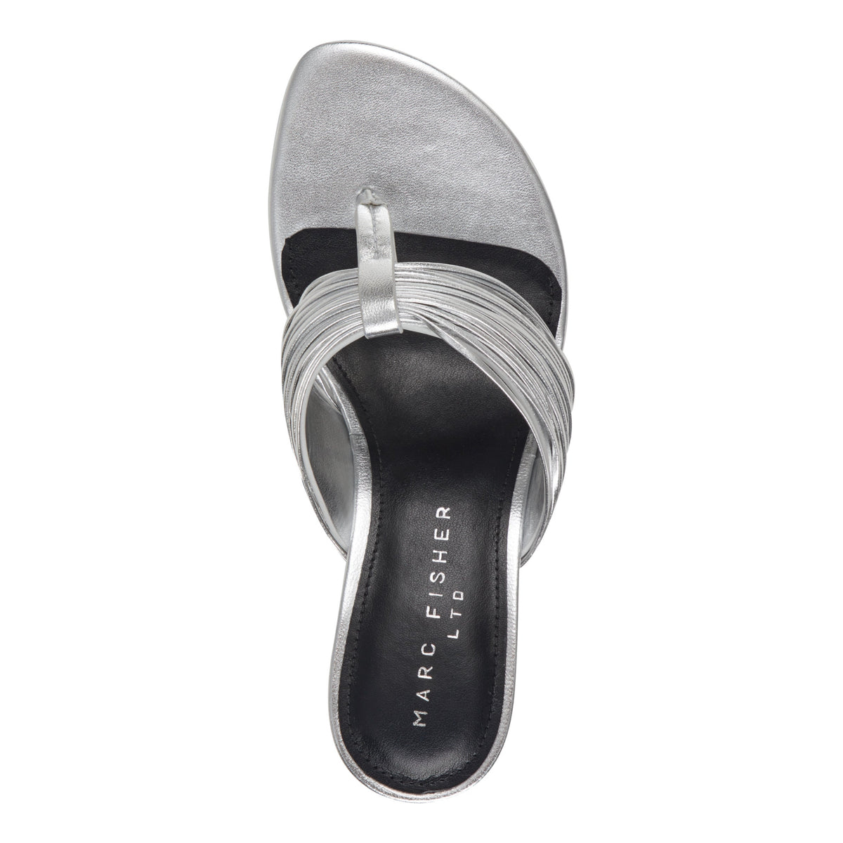 Pamilla Leather Heeled Thong Sandal - Silver Leather | Marc Fisher