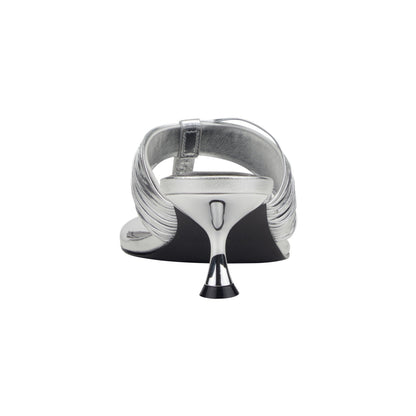 Pamilla Leather Heeled Thong Sandal - Silver Leather | Marc Fisher