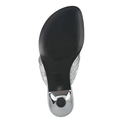Pamilla Leather Heeled Thong Sandal - Silver Leather | Marc Fisher