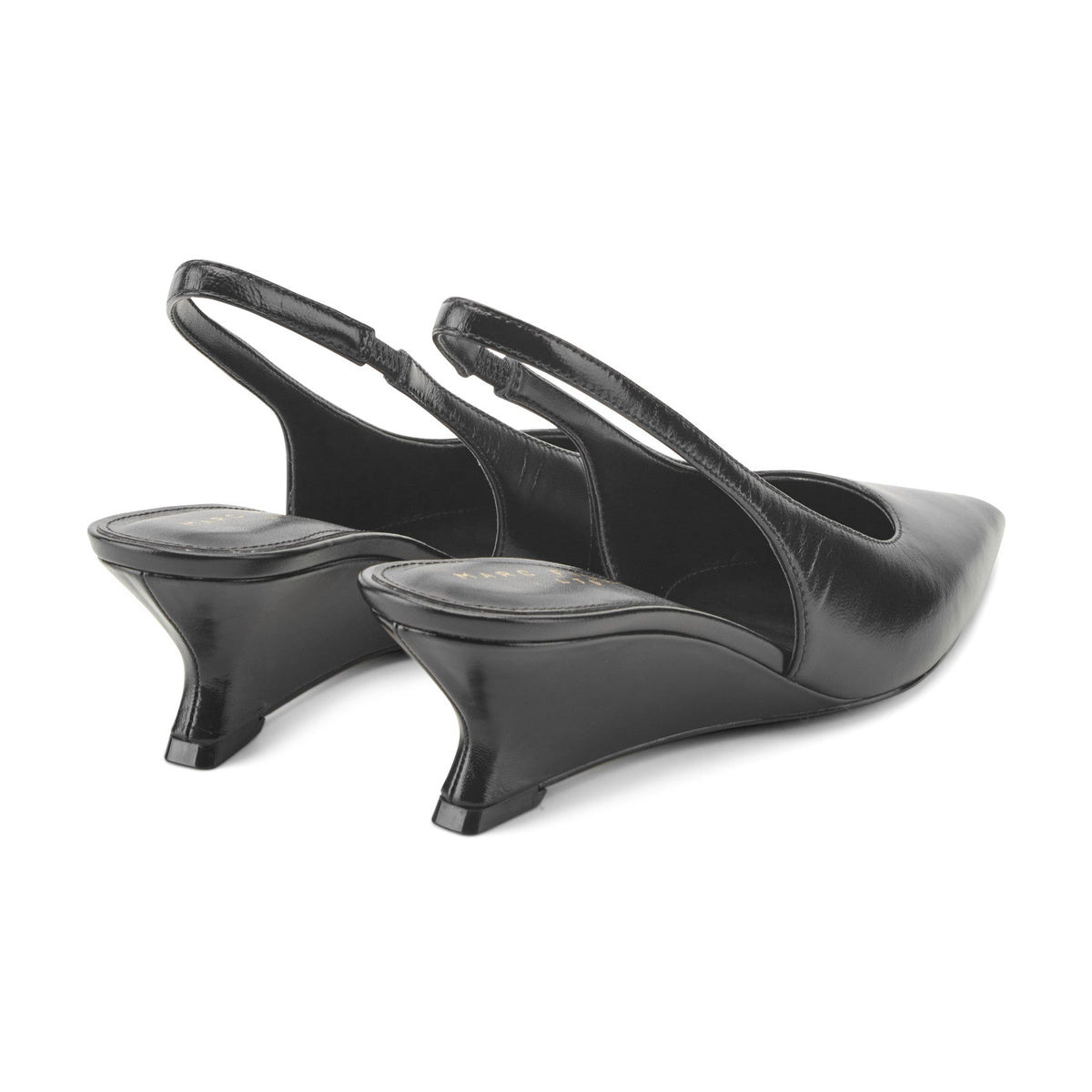 Taten Leather Wedge Slingback Pump - Black Leather | Marc Fisher