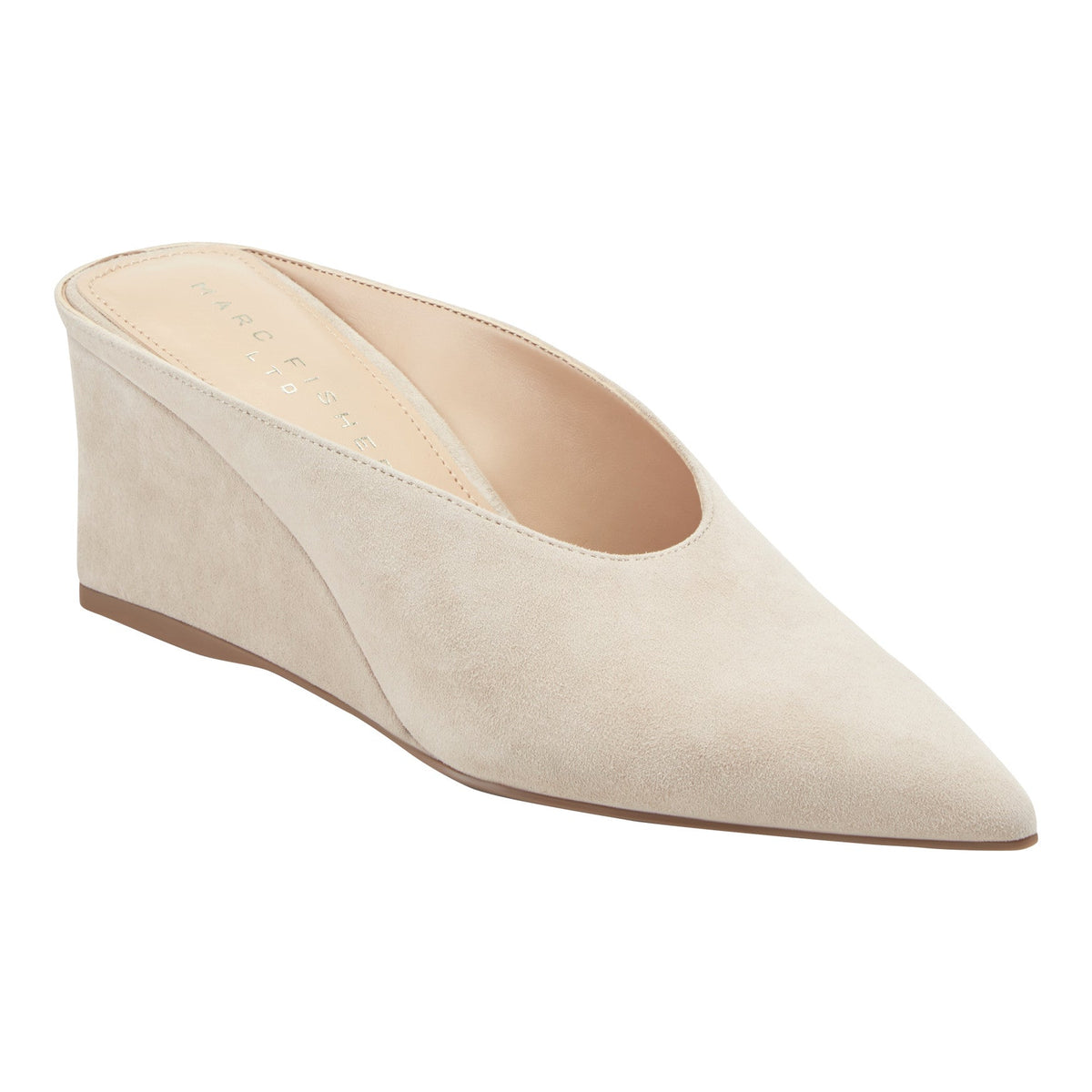 Malley Leather Wedge Mule - Natural Suede | Marc Fisher
