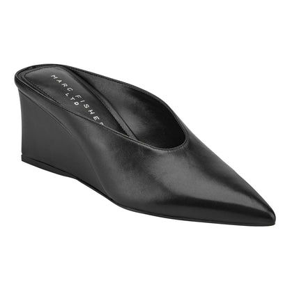 Malley Leather Wedge Mule - Black Leather | Marc Fisher