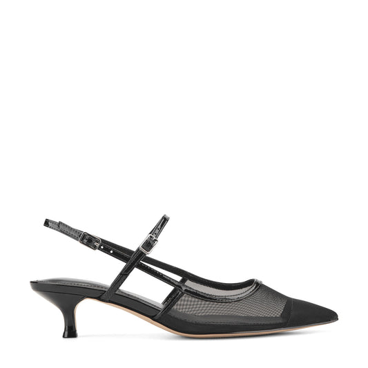 Ceddy Kitten Heel Slingback Pump - Black Mesh | Marc Fisher