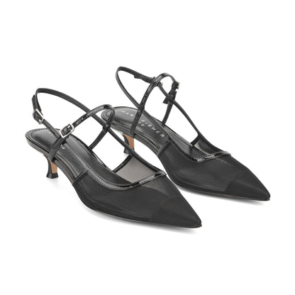 Ceddy Kitten Heel Slingback Pump - Black Mesh | Marc Fisher