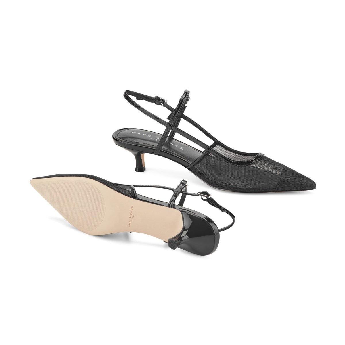 Ceddy Kitten Heel Slingback Pump - Black Mesh | Marc Fisher