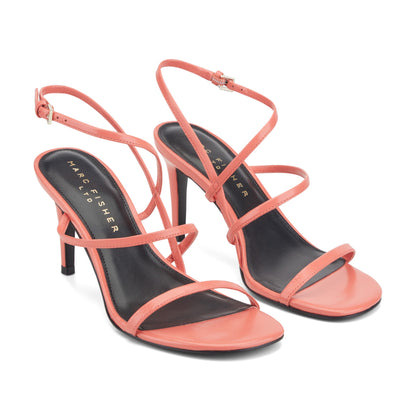 Denzi Strappy Leather Sandal - Coral Leather | Marc Fisher