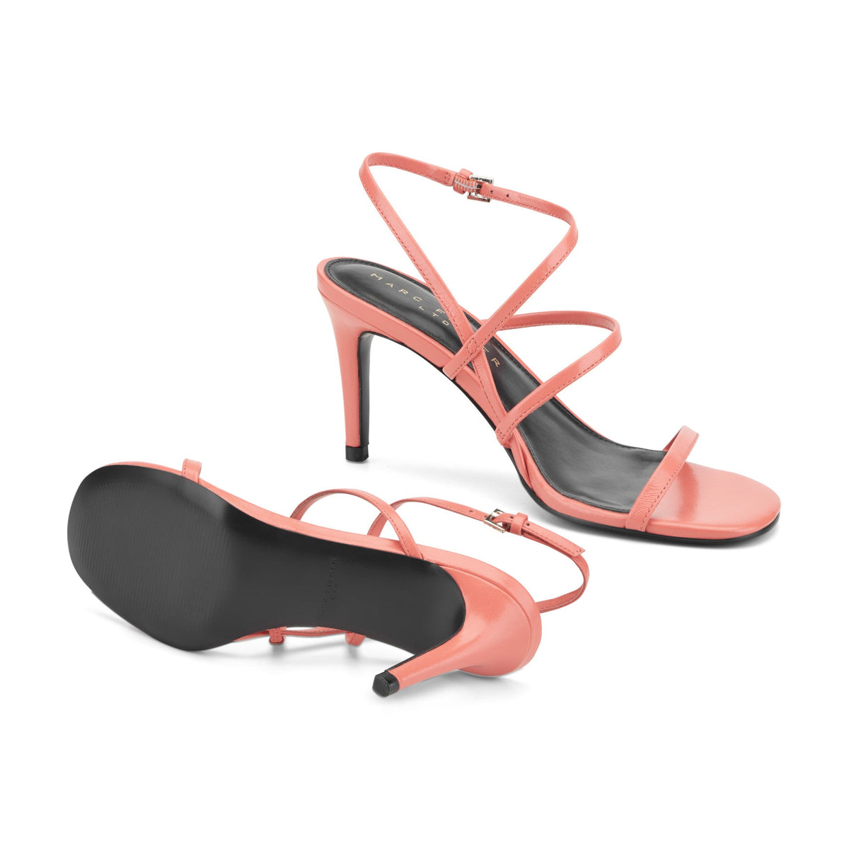 Denzi Strappy Leather Sandal - Coral Leather | Marc Fisher