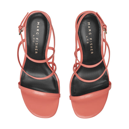 Denzi Strappy Leather Sandal - Coral Leather | Marc Fisher