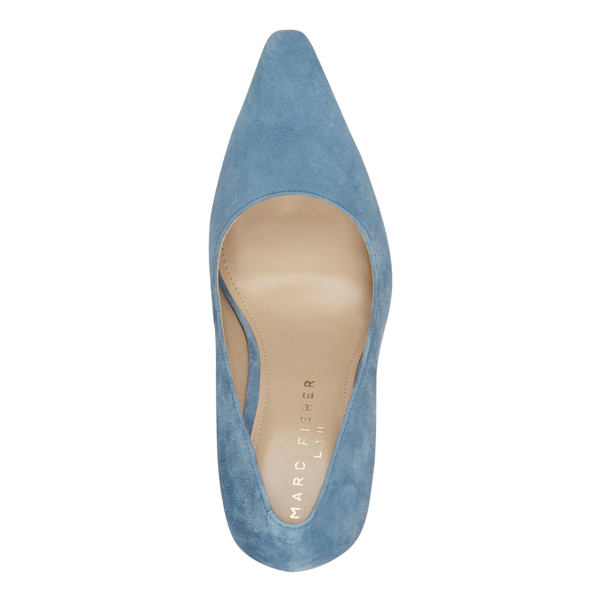 Minny Leather Block Heel Pump - Blue Suede | Marc Fisher