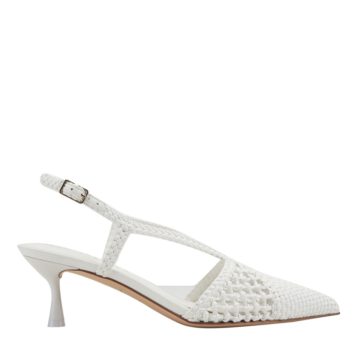 Reagan Woven Leather Pump - White Leather | Marc Fisher
