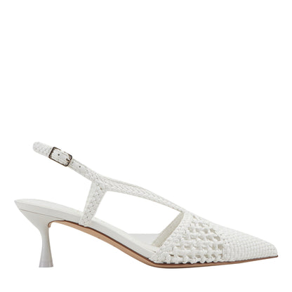 Reagan Woven Leather Pump - White Leather | Marc Fisher