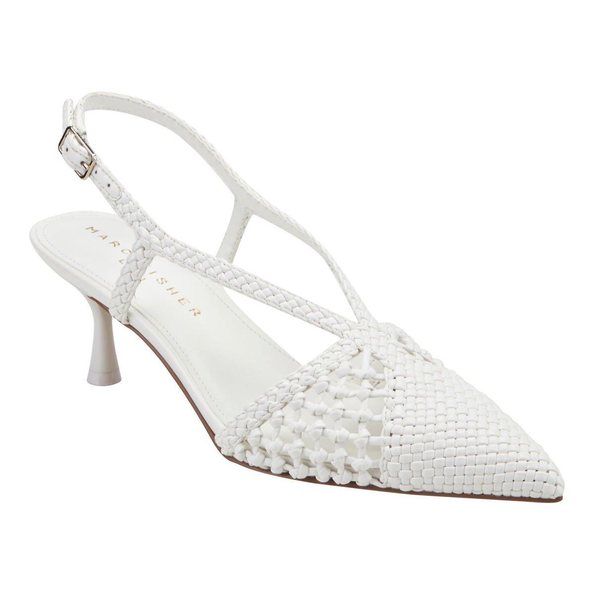 Reagan Woven Leather Pump - White Leather | Marc Fisher