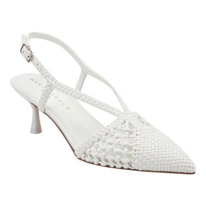 Reagan Woven Leather Pump - White Leather | Marc Fisher