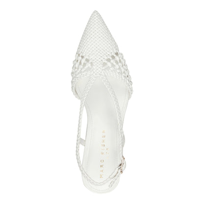 Reagan Woven Leather Pump - White Leather | Marc Fisher