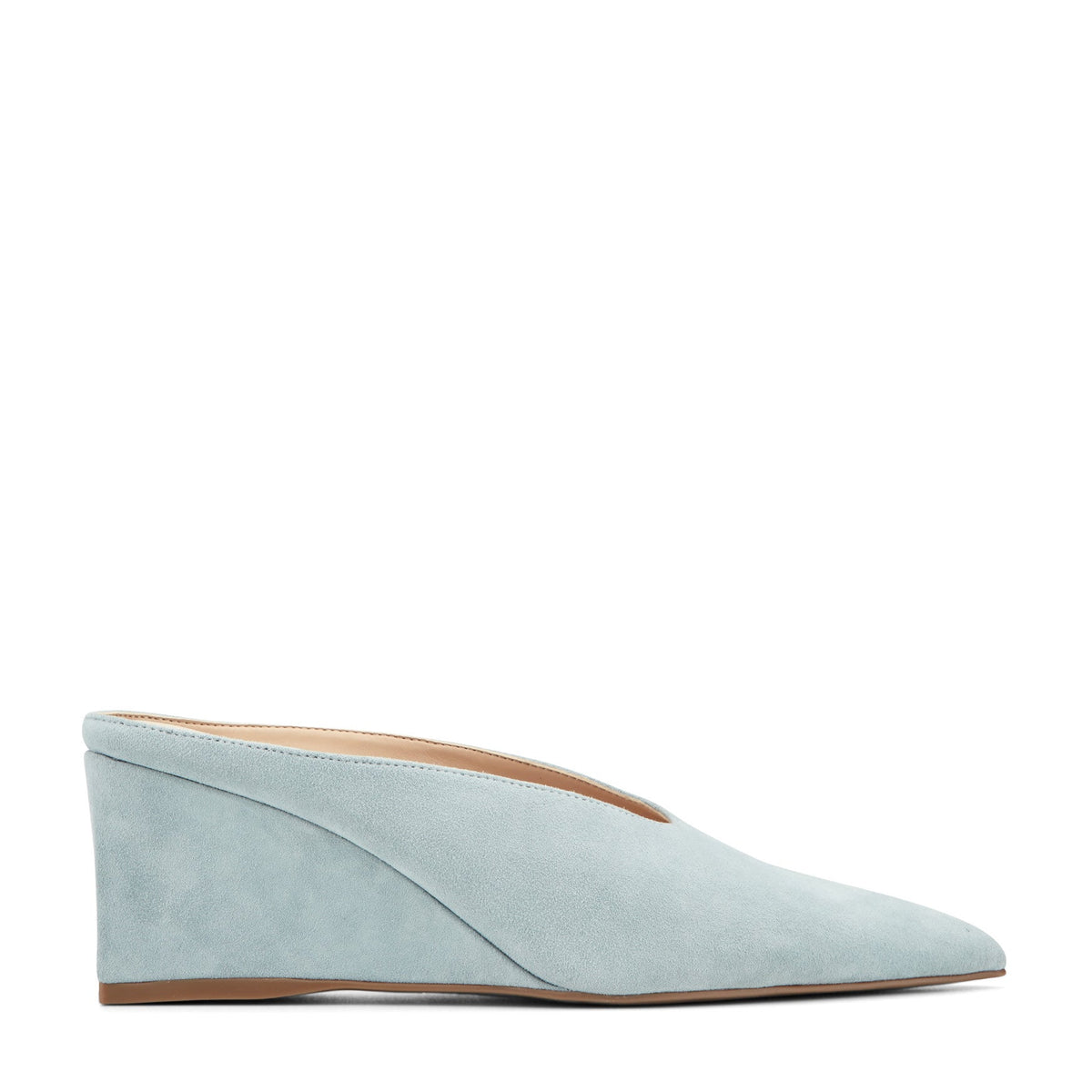 Malley Leather Wedge Mule - Blue Suede | Marc Fisher