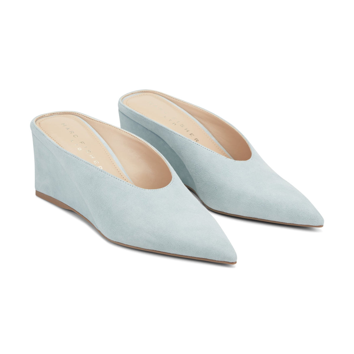 Malley Leather Wedge Mule - Blue Suede | Marc Fisher