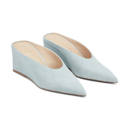 Malley Leather Wedge Mule - Blue Suede | Marc Fisher