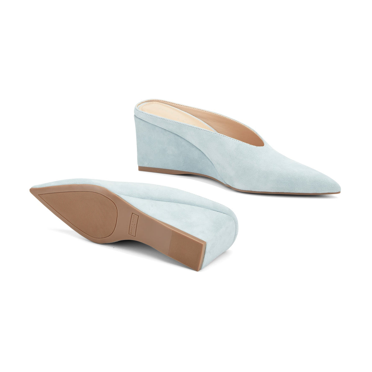 Malley Leather Wedge Mule - Blue Suede | Marc Fisher