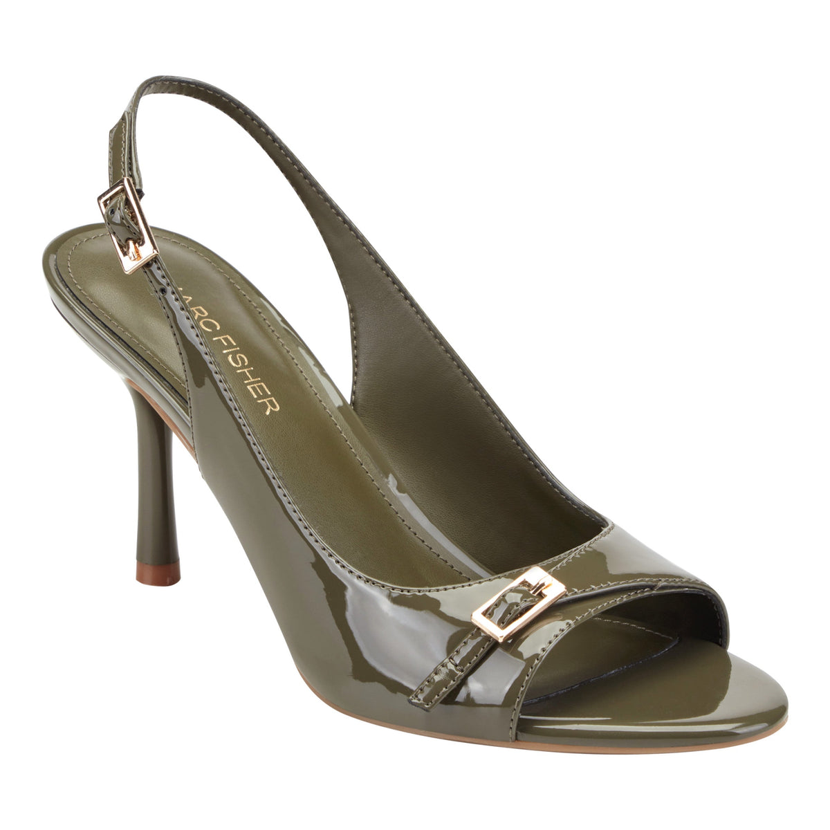 Paza Peep Toe Pump - Dark Green Patent | Marc Fisher