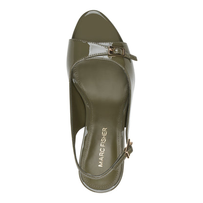 Paza Peep Toe Pump - Dark Green Patent | Marc Fisher