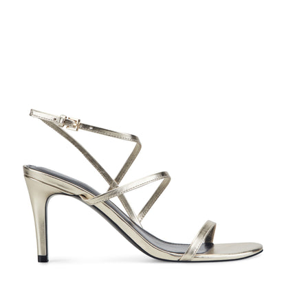 Denzi Strappy Leather Sandal - Platino Leather | Marc Fisher