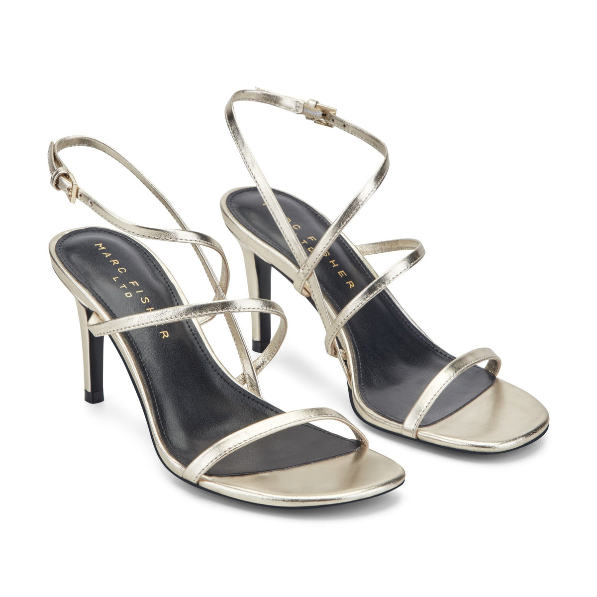 Denzi Strappy Leather Sandal - Platino Leather | Marc Fisher