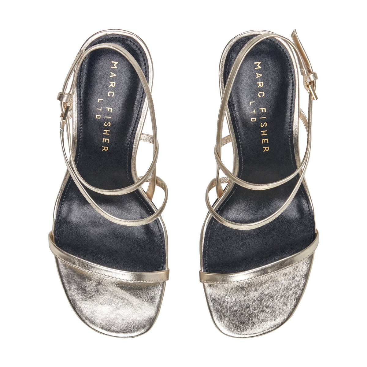 Denzi Strappy Leather Sandal - Platino Leather | Marc Fisher