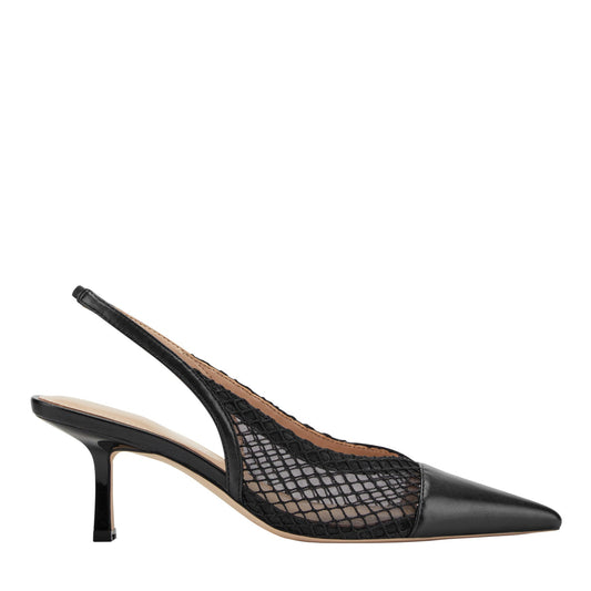 Gipsi Mesh Slingback Kitten Heel Pump - Black Mesh | Marc Fisher