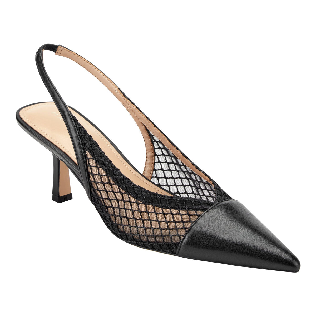 Gipsi Mesh Slingback Kitten Heel Pump - Black Mesh | Marc Fisher