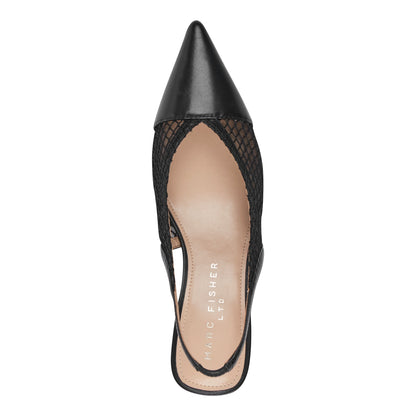 Gipsi Mesh Slingback Kitten Heel Pump - Black Mesh | Marc Fisher