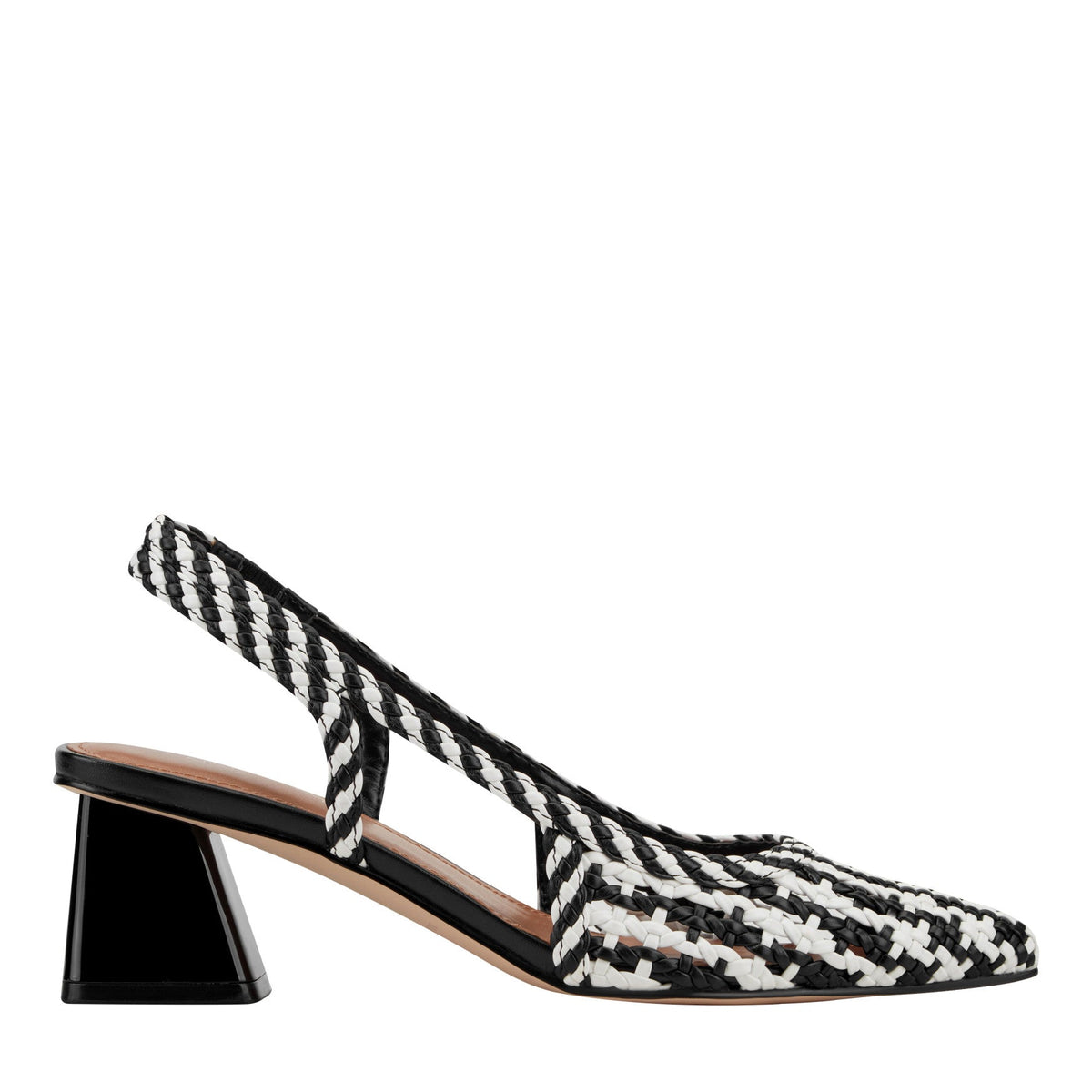 Latiya Woven Slingback Pump - Black/White | Marc Fisher
