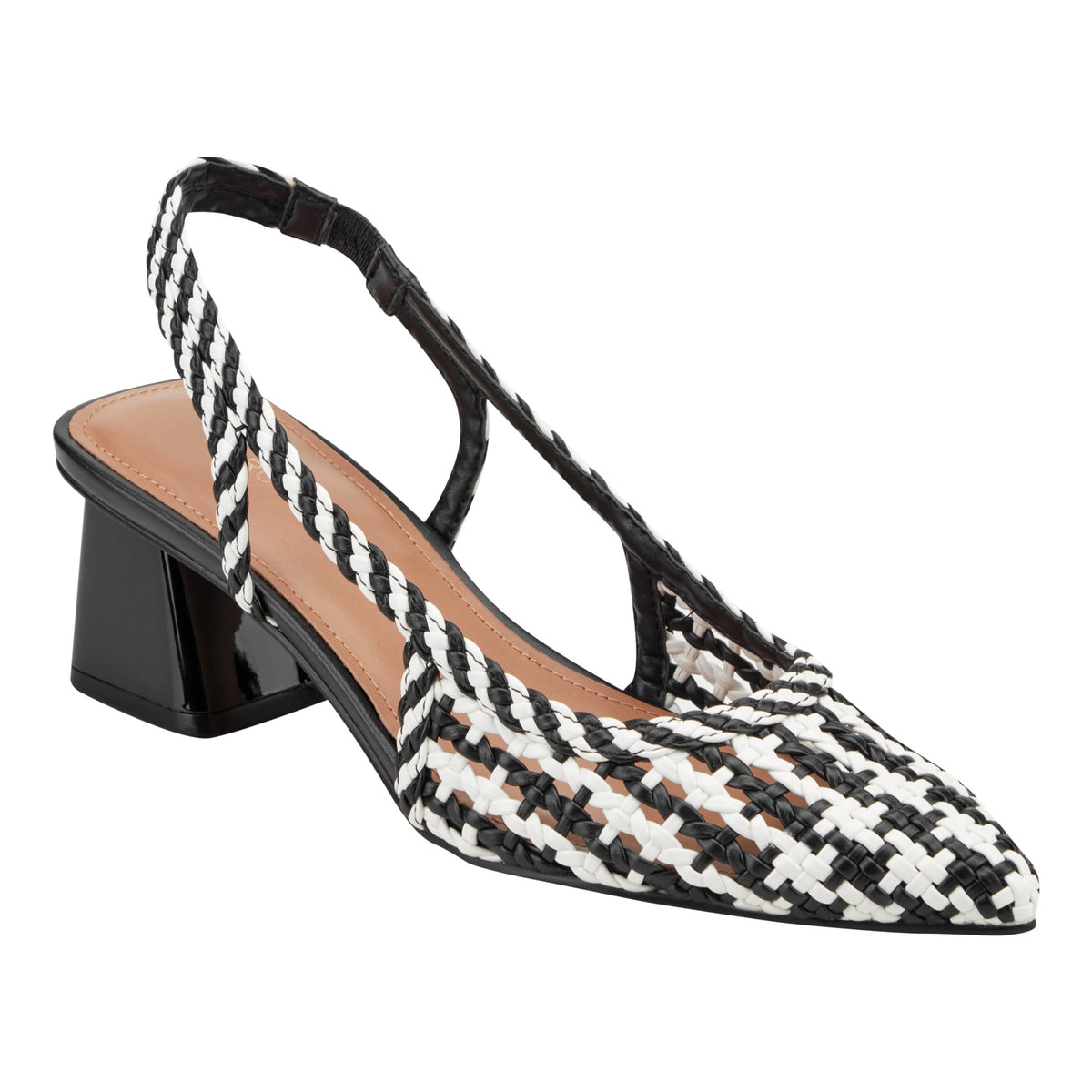 Latiya Woven Slingback Pump - Black/White | Marc Fisher