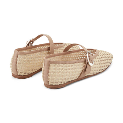 Godea Mary Jane Ballet Flat - Light Natural Raffia | Marc Fisher