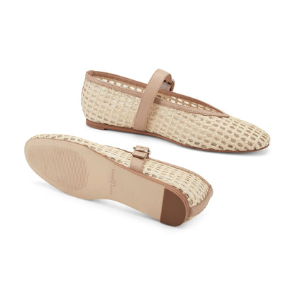 Godea Mary Jane Ballet Flat - Light Natural Raffia | Marc Fisher