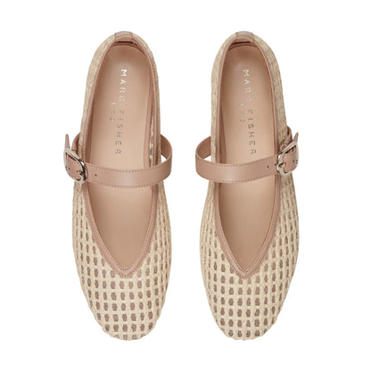 Godea Mary Jane Ballet Flat - Light Natural Raffia | Marc Fisher