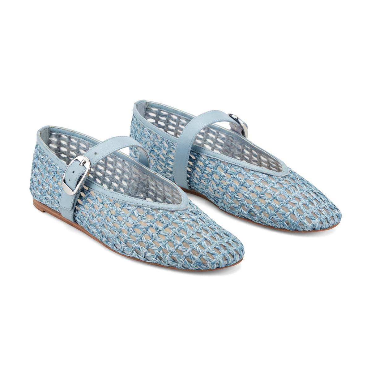 Godea Mary Jane Ballet Flat - Light Blue Raffia | Marc Fisher