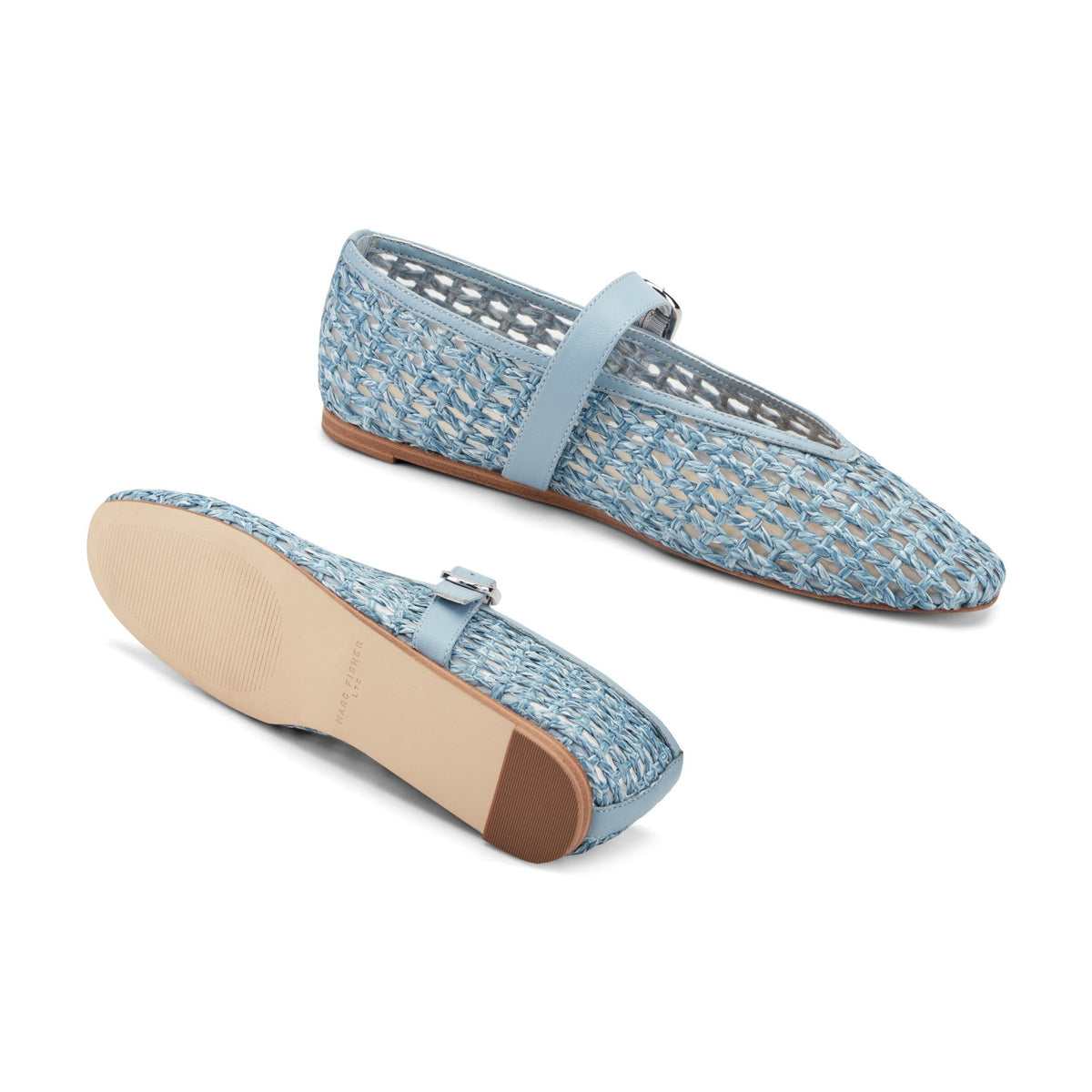 Godea Mary Jane Ballet Flat - Light Blue Raffia | Marc Fisher