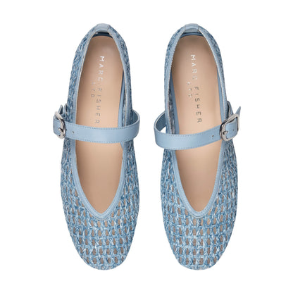 Godea Mary Jane Ballet Flat - Light Blue Raffia | Marc Fisher