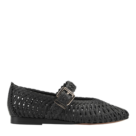 Emillia Woven Mary Jane Ballet Flat - Black | Marc Fisher