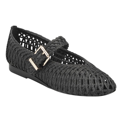 Emillia Woven Mary Jane Ballet Flat - Black | Marc Fisher
