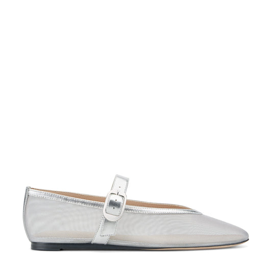 Godina Mesh Mary Jane Ballet Flat - Silver Mesh | Marc Fisher