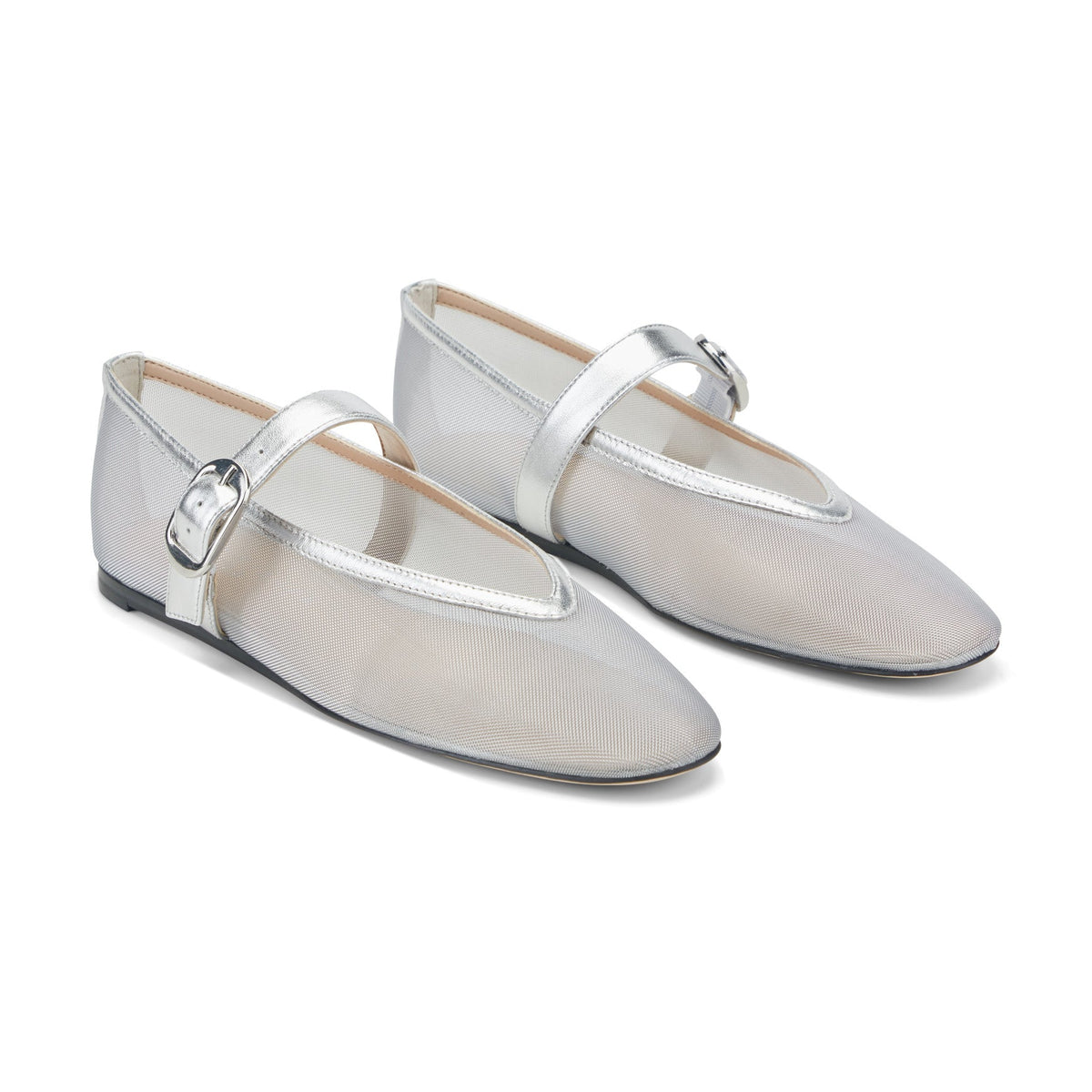 Godina Mesh Mary Jane Ballet Flat - Silver Mesh | Marc Fisher