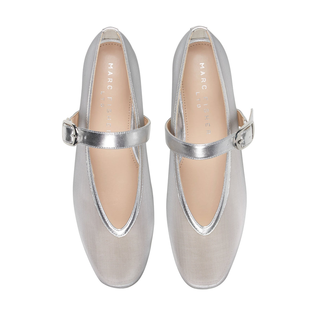 Godina Mesh Mary Jane Ballet Flat - Silver Mesh | Marc Fisher