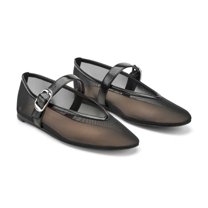 Godina Mesh Mary Jane Ballet Flat - Black Mesh | Marc Fisher